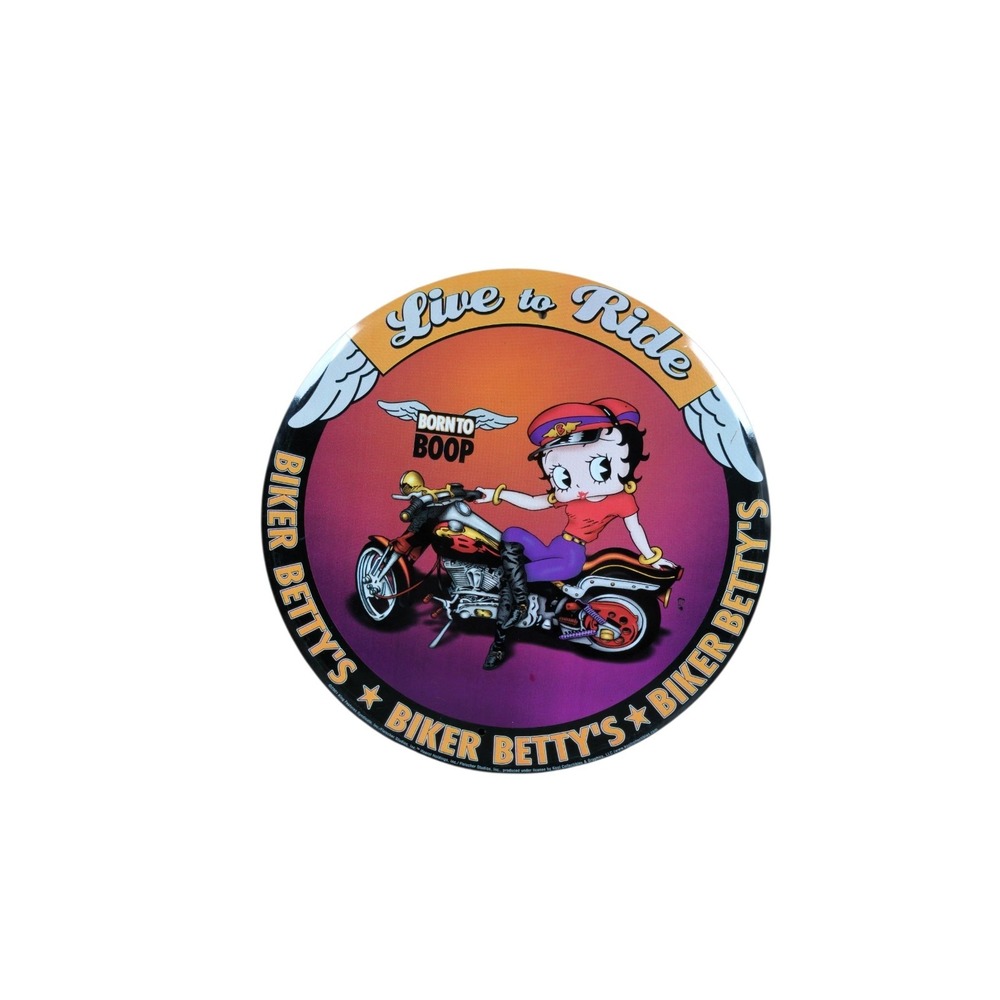Betty Boop Live to Ride Round Metal Sign